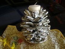 Silver Pine Cone Plus New Tea Light Candle in Conroe, Texas